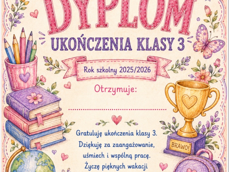 Dyplomy na zakończenie roku szkolnego ☀️