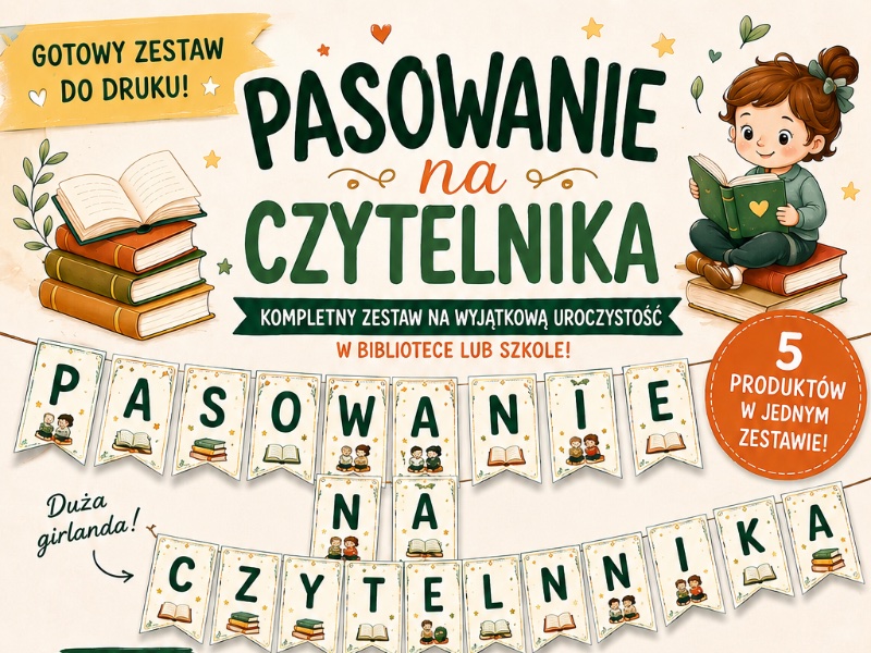 📚 Pasowanie na Czytelnika – gotowy zestaw do druku! 📚