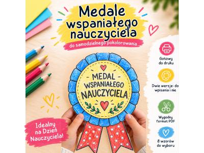 🏅 Medale dla Nauczyciela – do pokolorowania i wręczenia!
