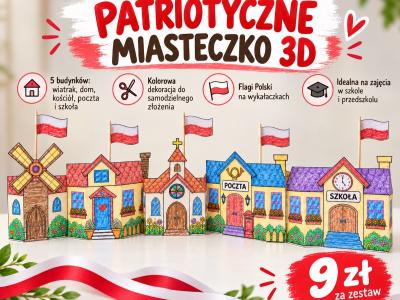 🇵🇱 Patriotyczne miasteczko 3D – zestaw do samodzielnego złożenia